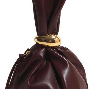 Versatile Burgundy Vegan Leather Wristlet with Gold Zip - Ideal for Everyday